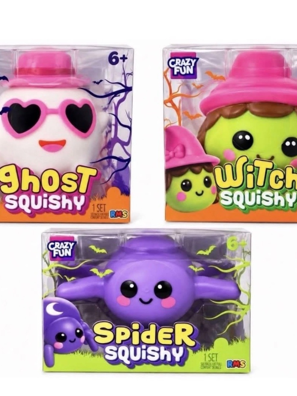 Purple Spider Squishy Toy - Soft Kids Stress Relief 3 pack one of each